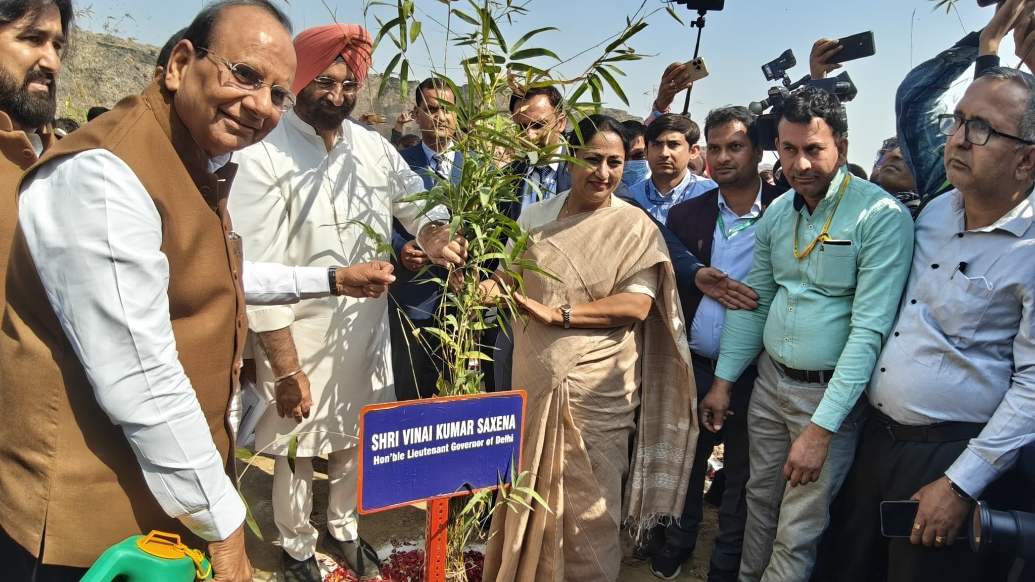 Hon’ble Lt. Governor planted bamboo trees at the Bhalswa Landfill Site along with Hon’ble CM Smt. Rekha Gupta